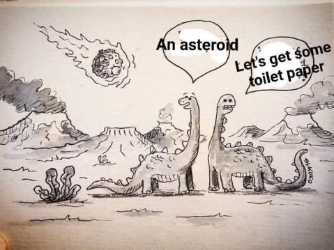 Coronavirus-dinosaurs-asteroid-toilet-paper-extinction