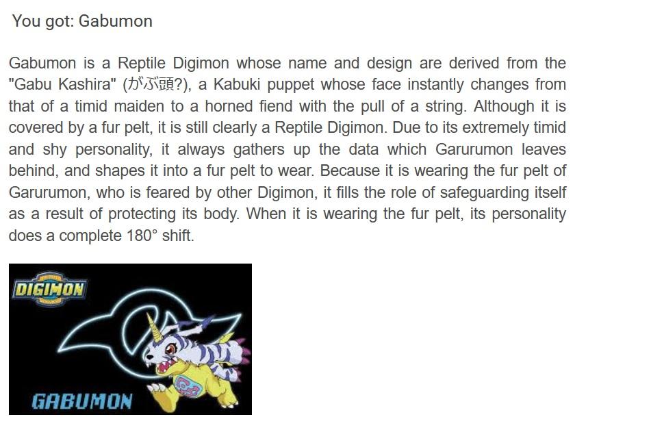 Digimon Quiz result (1.0)