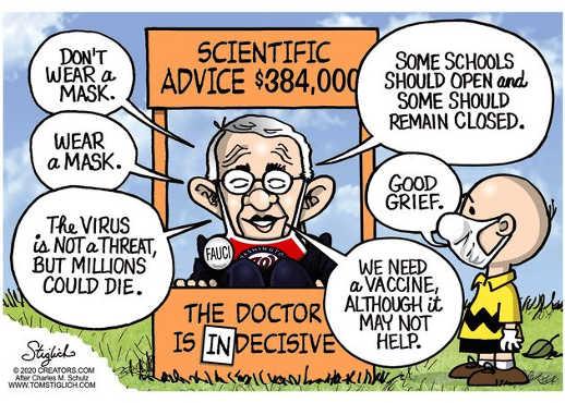 dr-fauci-scientific-advice-wear-mask-dont-virus-not-threat-millions-die-charlie-brown