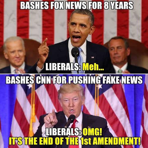 obama-bashed-fox-news-8-years-meh-trump-bashes-cnn-fake-news-omg-end-of-1st-amendment