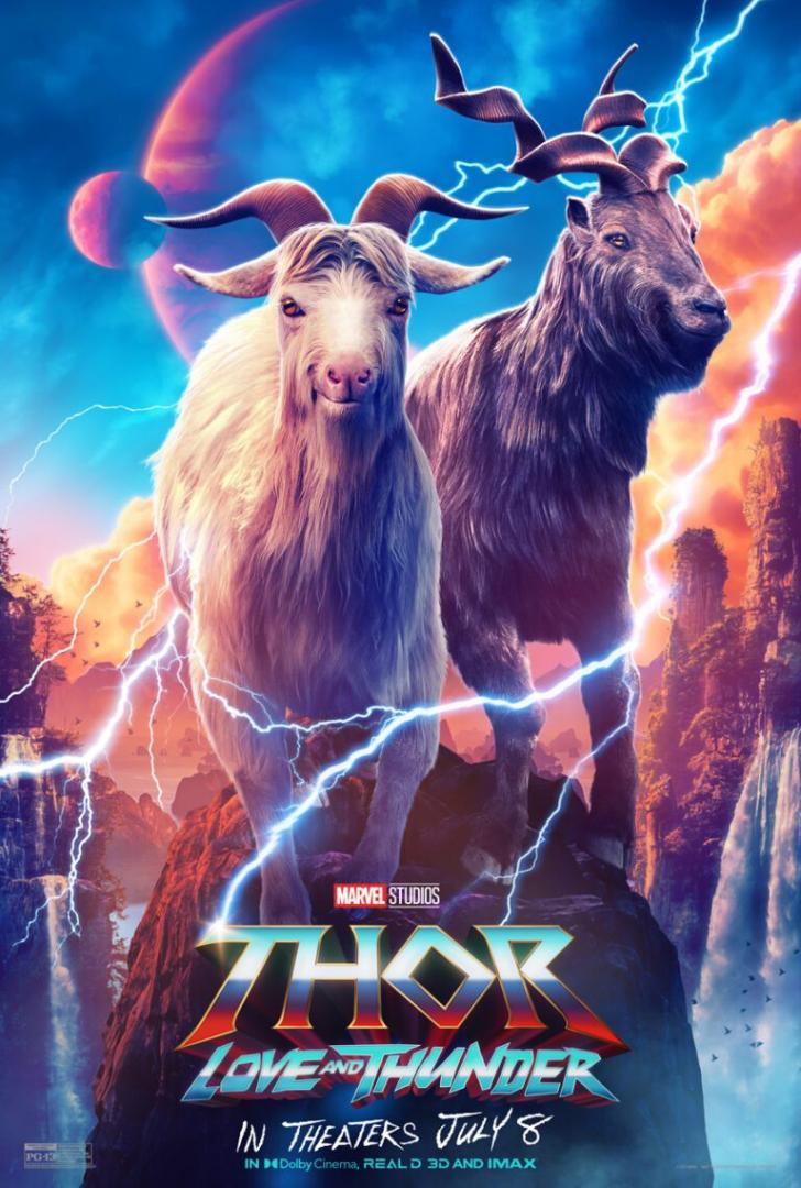 love & thunder poster - kawaii goats