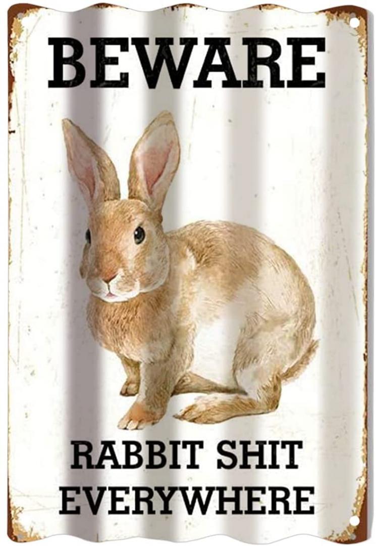 Funny-Wave-Texture-Metal-Tin-Sign-Rabbit-Beware-Rabbit-Shit-Everywhere-Shop-Farm-Cafe-Garage-Home